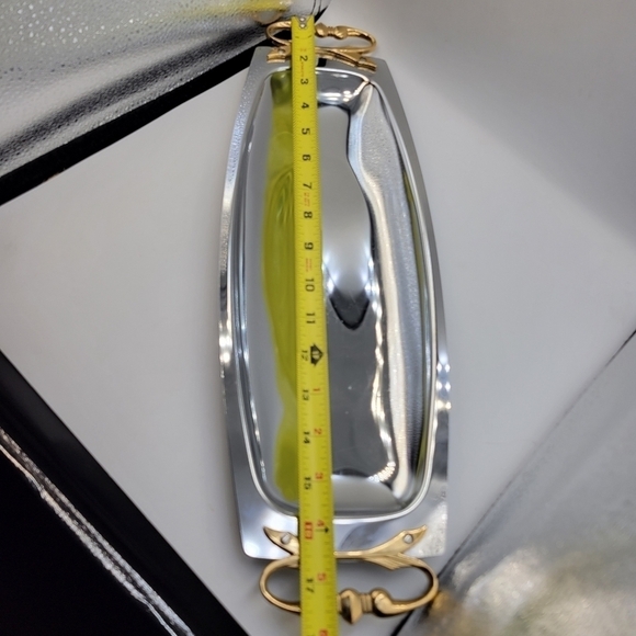 Vintage Kromex Rectangular Plate with Gold-Tone Handles - Picture 2 of 4